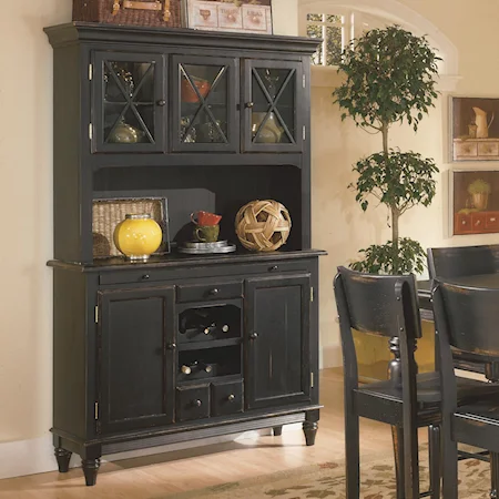 Rustic Black Buffet with Hutch